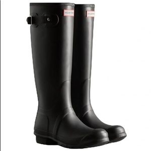Hunter Original Tall Rain Boots-Black Rubber, 7F, EU38